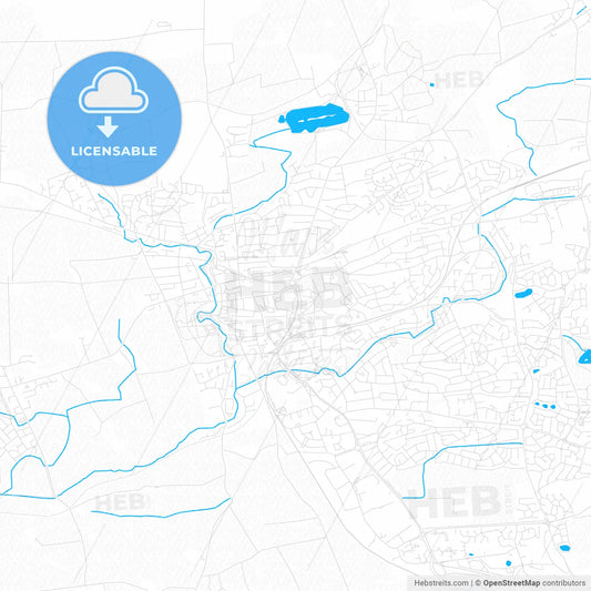 Dunfermline, Scotland PDF vector map with water in focus