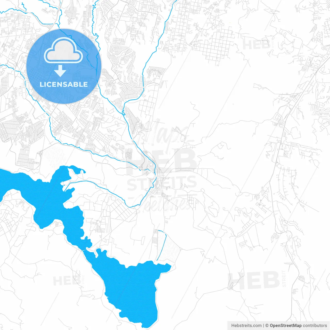 Villa Canales, Guatemala PDF vector map with water in focus