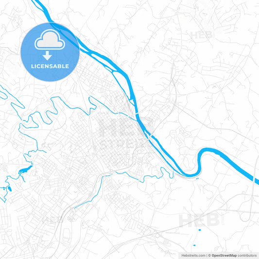 Lynchburg, Virginia, United States, PDF vector map with water in focus