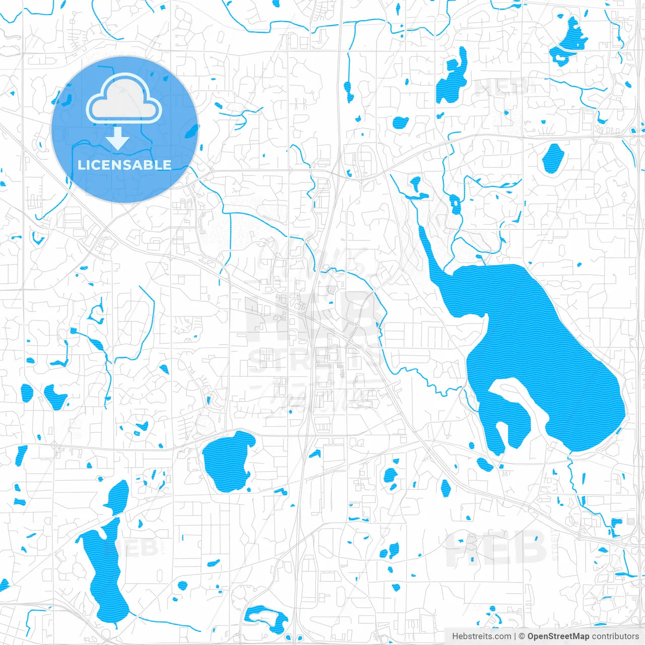 Plymouth, Minnesota, United States, PDF vector map with water in focus