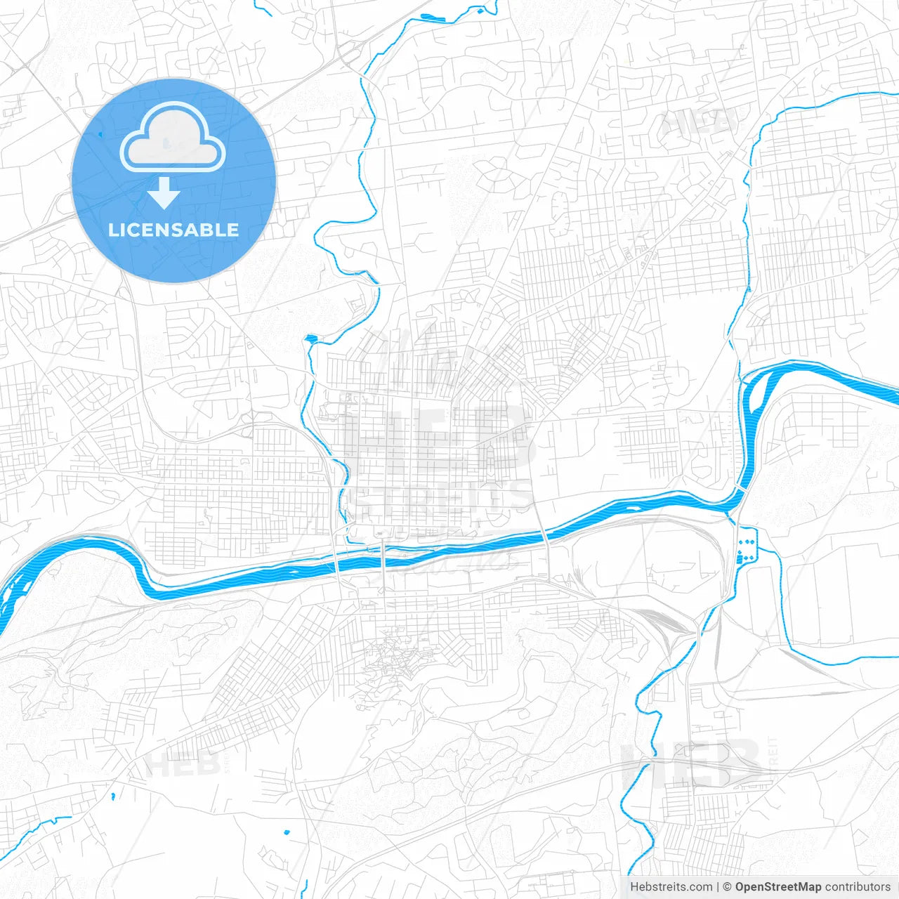 Bethlehem, Pennsylvania, United States, PDF vector map with water in focus