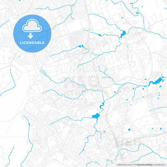 Cedar Park, Texas, United States, PDF vector map with water in focus