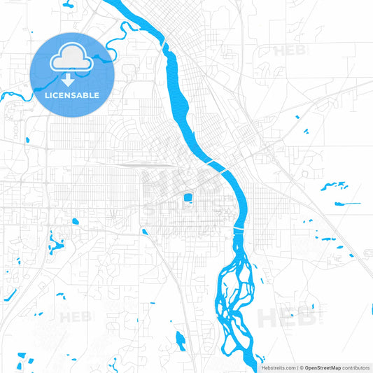 St. Cloud, Minnesota, United States, PDF vector map with water in focus
