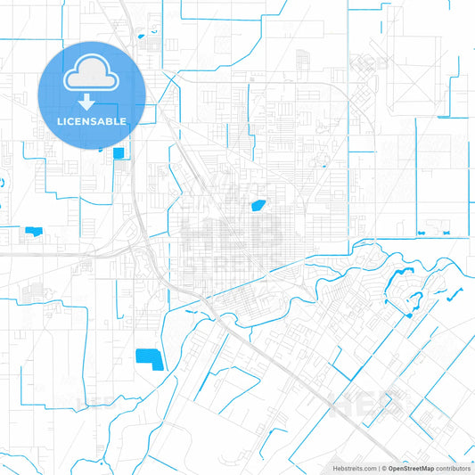 Harlingen, Texas, United States, PDF vector map with water in focus