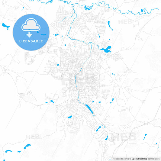 Braganca Paulista, Brazil PDF vector map with water in focus