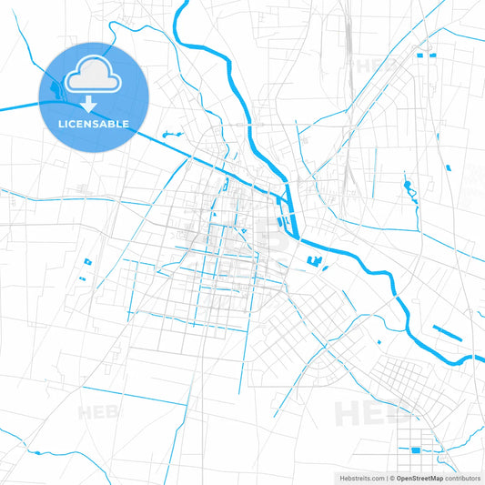 Fuyang, China PDF vector map with water in focus