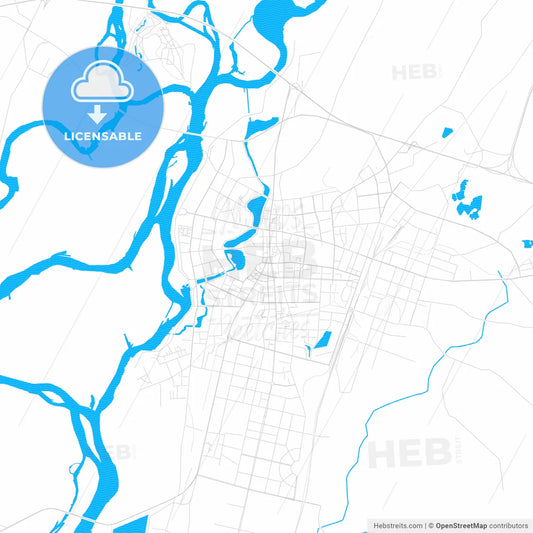 Qiqihar, China PDF vector map with water in focus