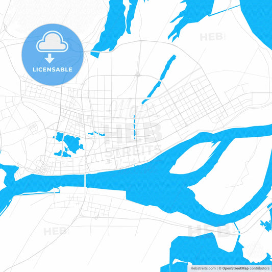 Anqing, China PDF vector map with water in focus