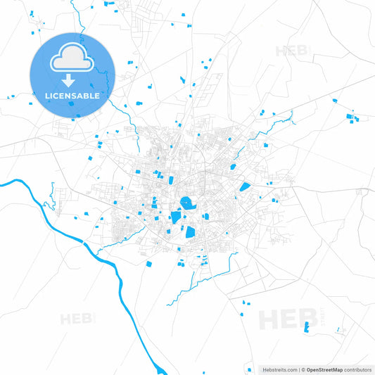 Raipur, India PDF vector map with water in focus