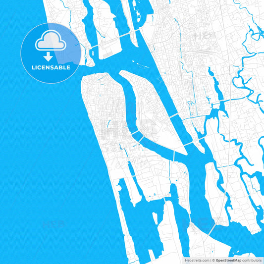 Kochi, India PDF vector map with water in focus