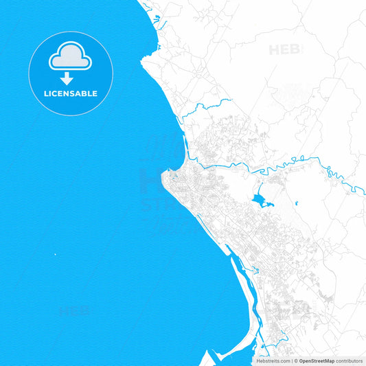 Bengkulu, Indonesia PDF vector map with water in focus