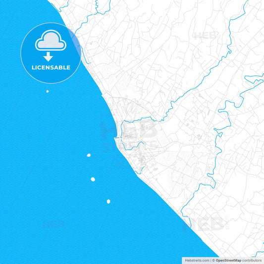 Pariaman, Indonesia PDF vector map with water in focus