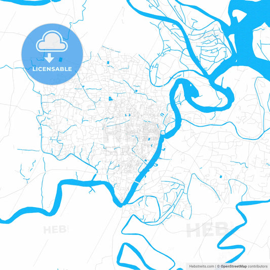 Barisal, Bangladesh PDF vector map with water in focus