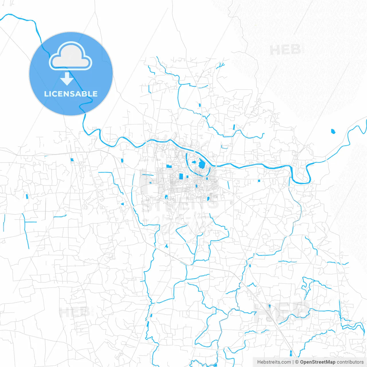 Comilla, Bangladesh PDF vector map with water in focus
