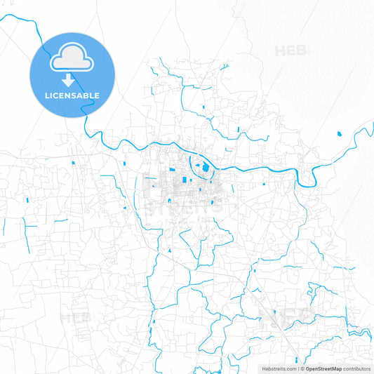 Comilla, Bangladesh PDF vector map with water in focus