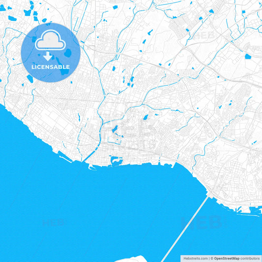 Akashi, Japan PDF vector map with water in focus