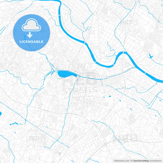 Mito, Japan PDF vector map with water in focus