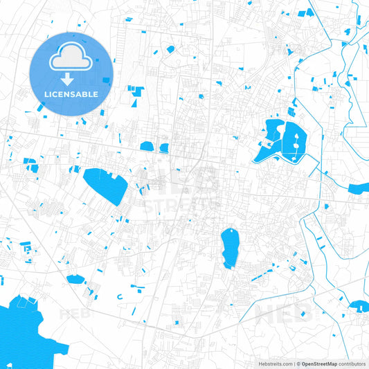 Khon Kaen, Thailand PDF vector map with water in focus