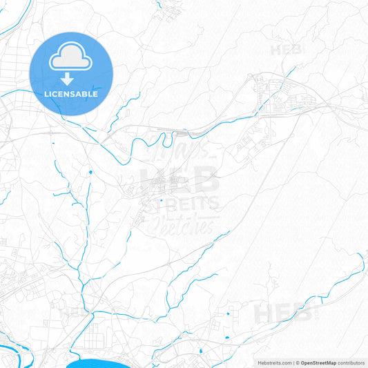 Namyangju, South Korea PDF vector map with water in focus