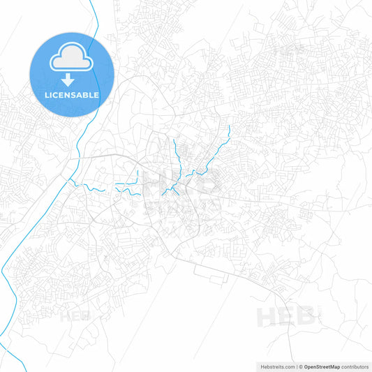 Abeokuta, Nigeria PDF vector map with water in focus