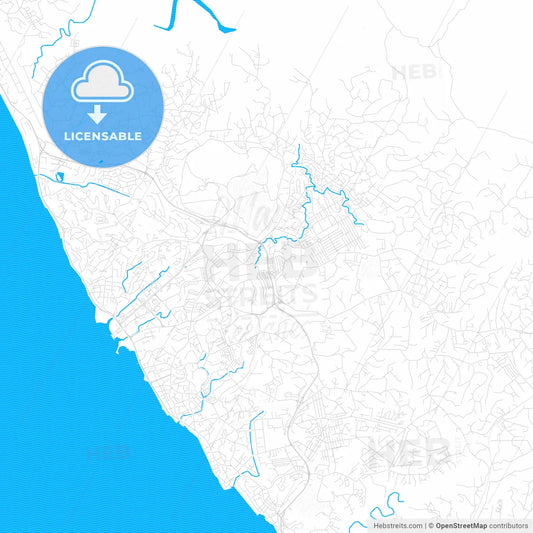 Libreville, Gabon PDF vector map with water in focus