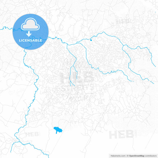 Bamenda, Cameroon PDF vector map with water in focus