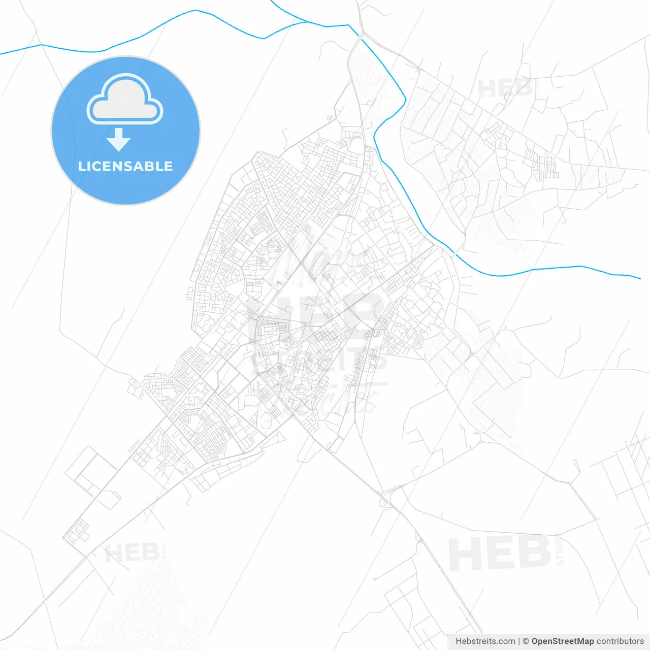 Laghouat, Algeria PDF vector map with water in focus