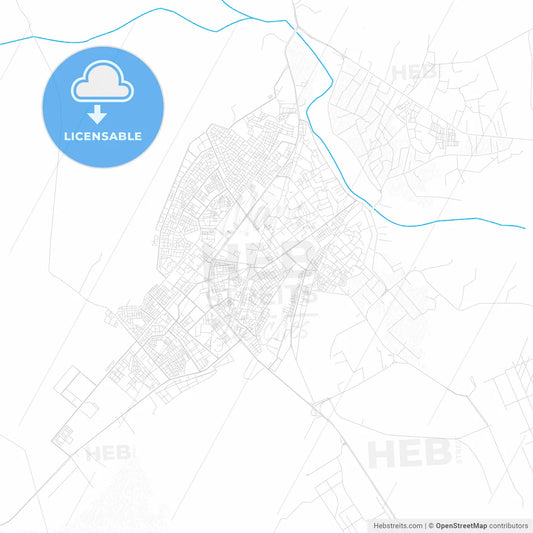 Laghouat, Algeria PDF vector map with water in focus
