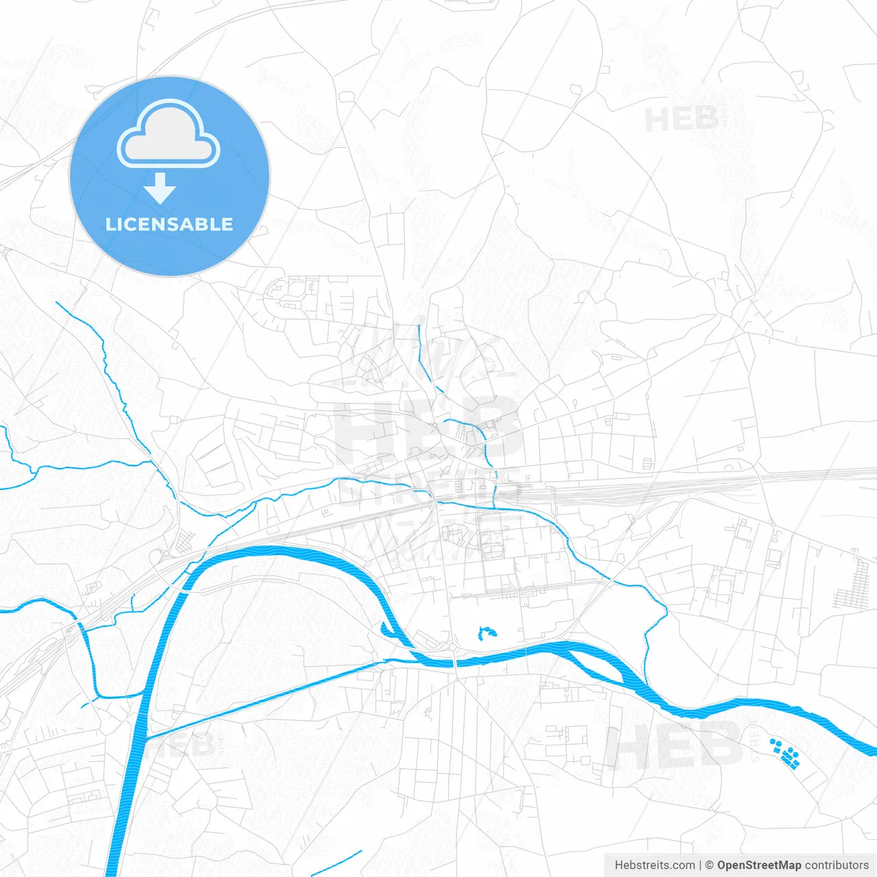 Amstetten, Austria PDF vector map with water in focus