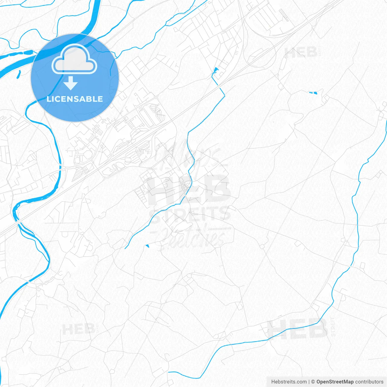 Ansfelden, Austria PDF vector map with water in focus
