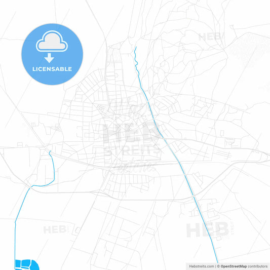 Kazanlak, Bulgaria PDF vector map with water in focus