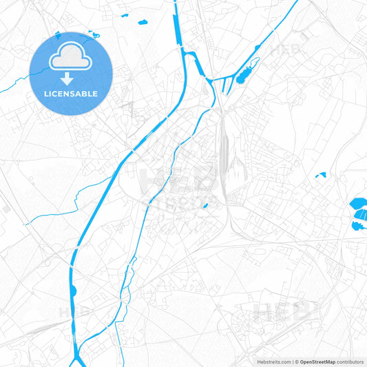 Douai, France PDF vector map with water in focus