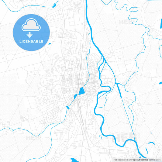 Merseburg, Germany PDF vector map with water in focus