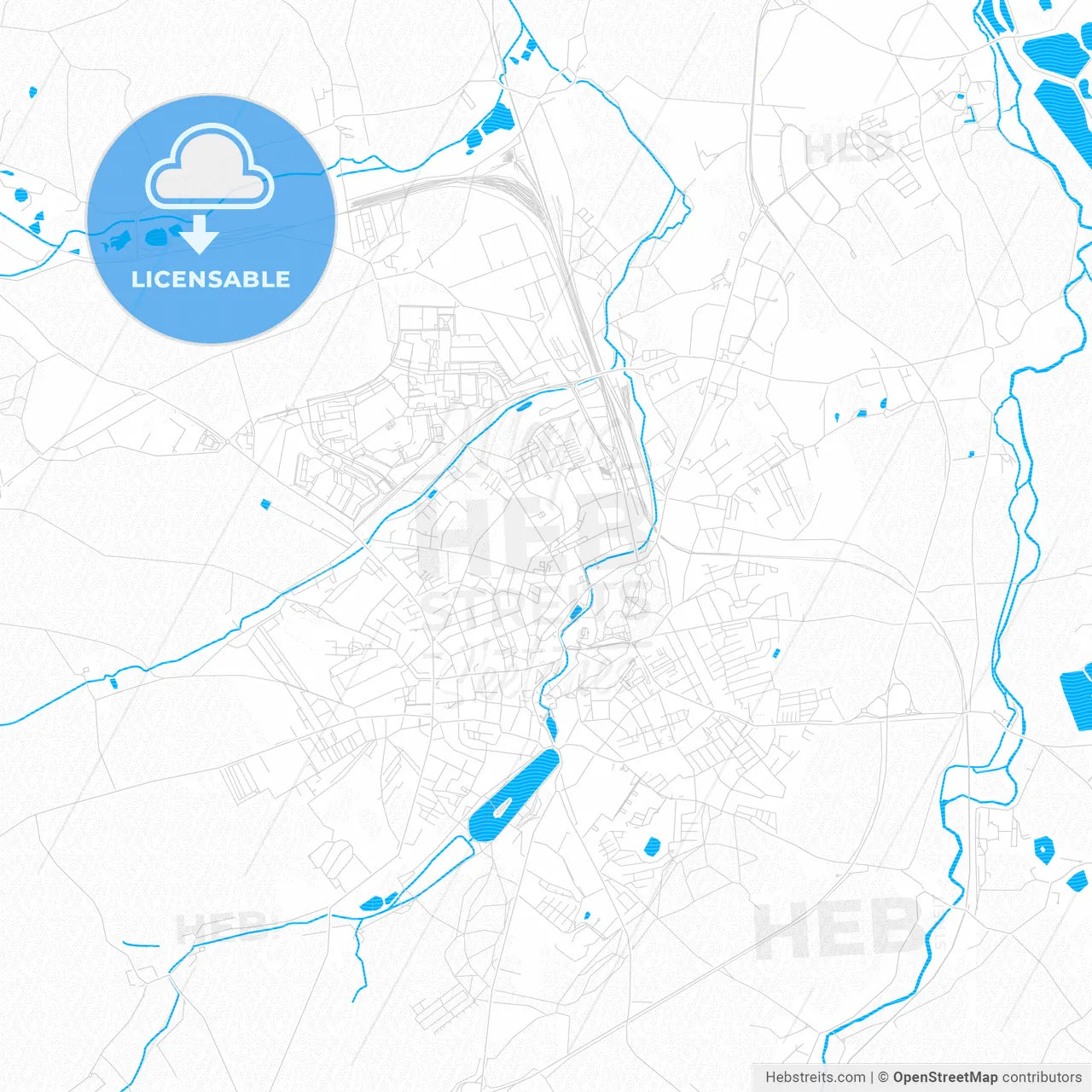 Altenburg, Germany PDF vector map with water in focus