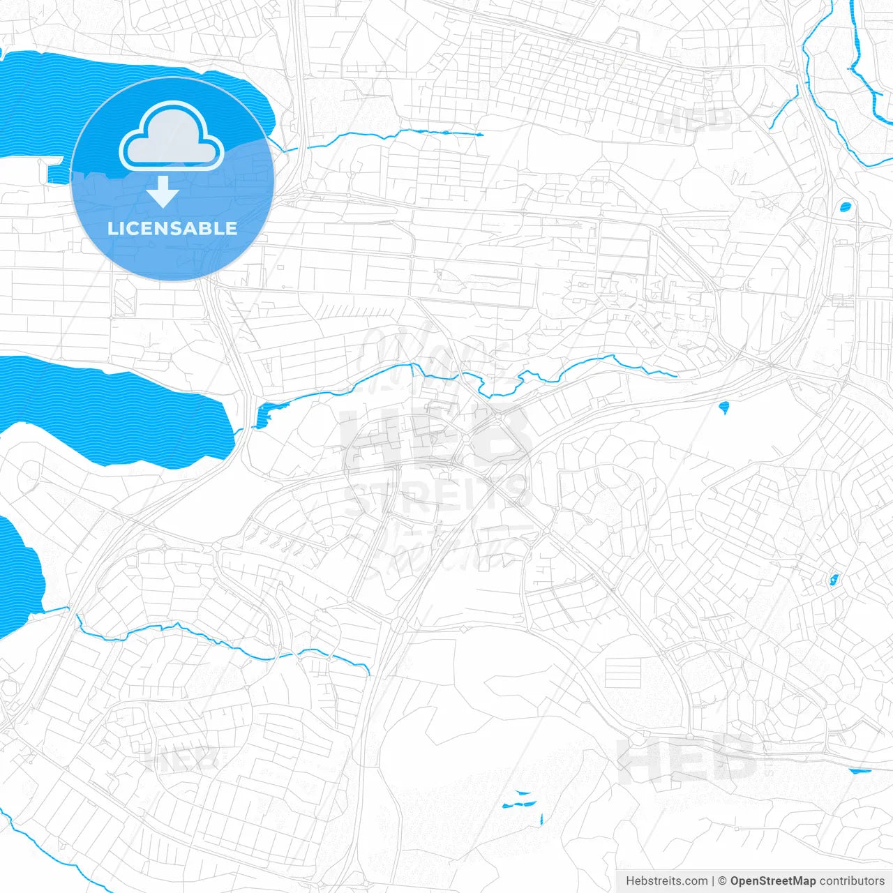 Kópavogur, Iceland PDF vector map with water in focus
