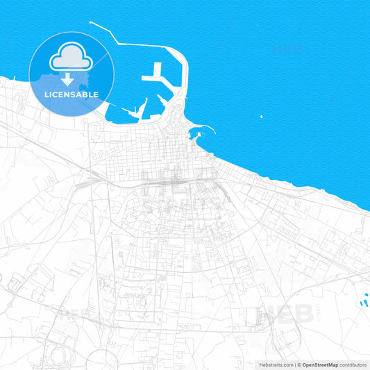 Bari, Italy PDF vector map with water in focus