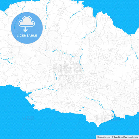 Rabat, Malta PDF vector map with water in focus