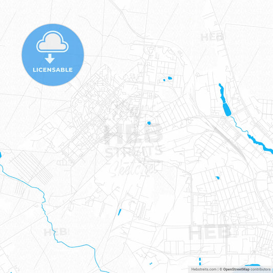 Dimitrovgrad, Russia PDF vector map with water in focus