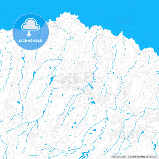 Arucas, Spain PDF vector map with water in focus