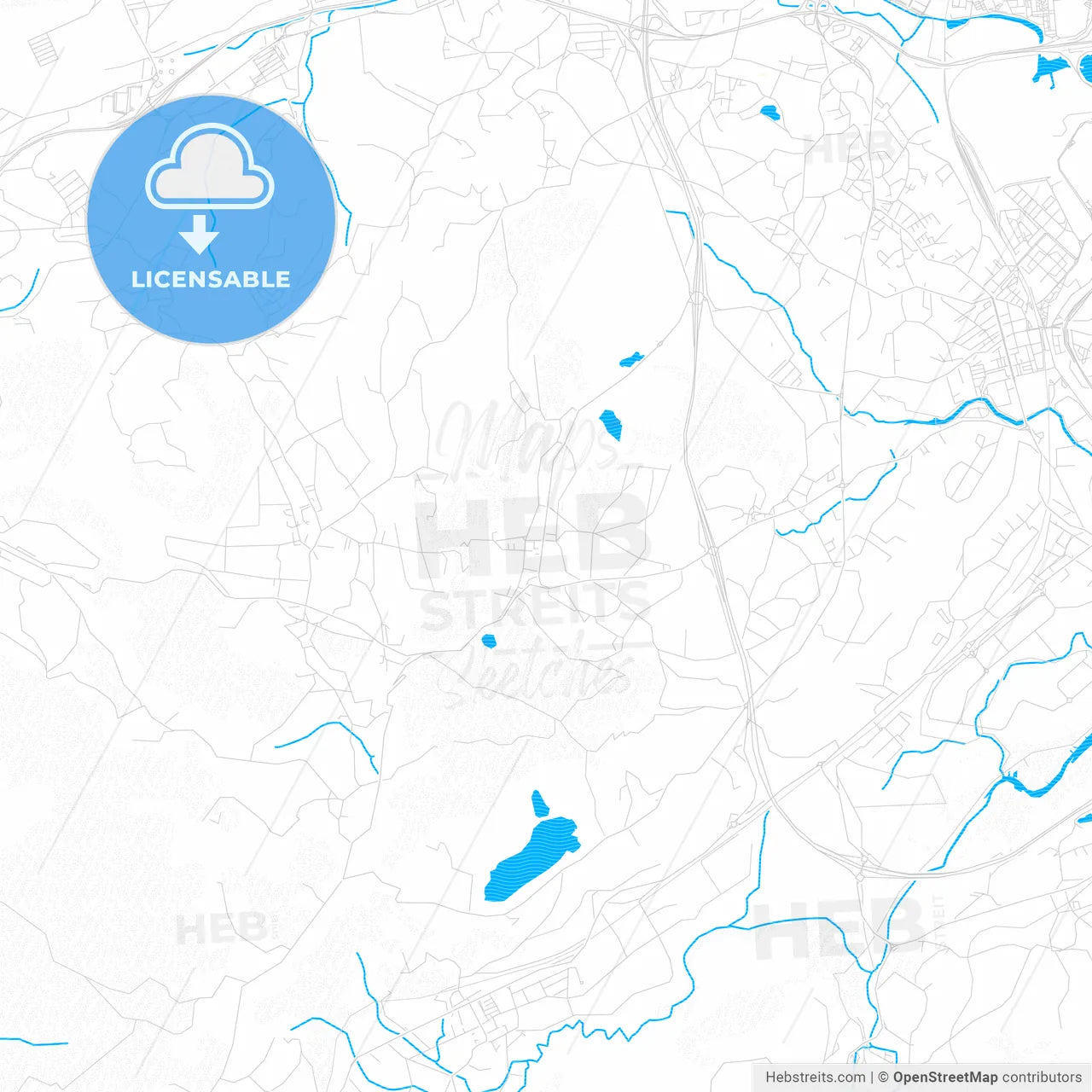 Camargo, Spain PDF vector map with water in focus