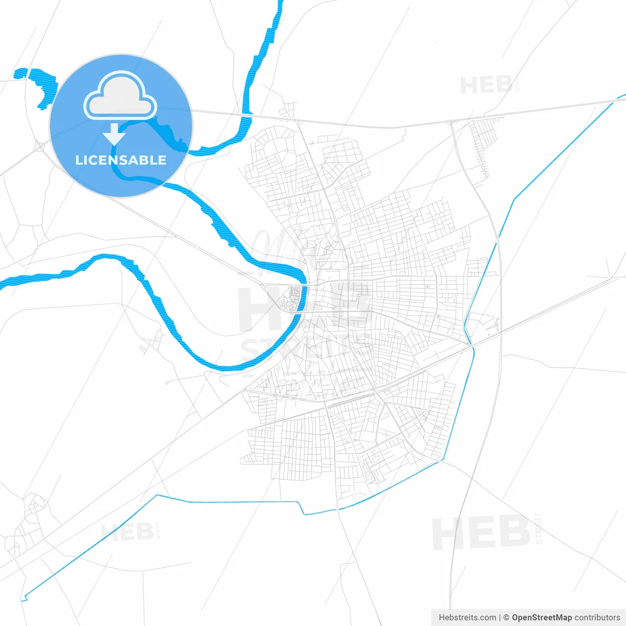 Ceyhan, Turkey PDF vector map with water in focus