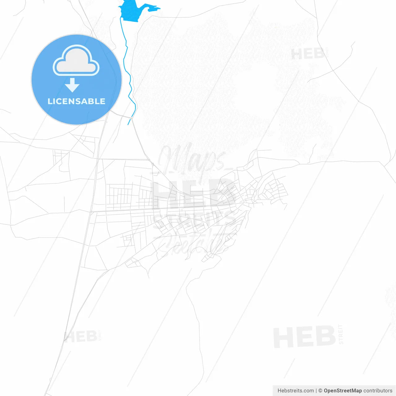 Bucak, Turkey PDF vector map with water in focus