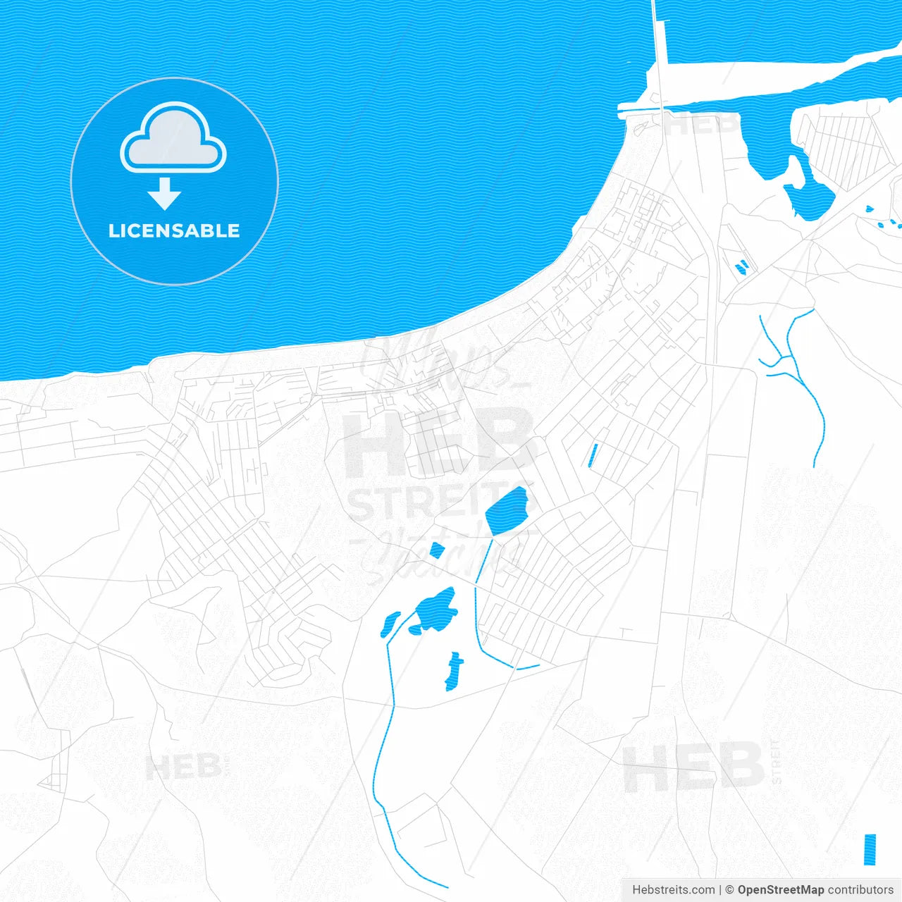 Svitlovodsk, Ukraine PDF vector map with water in focus