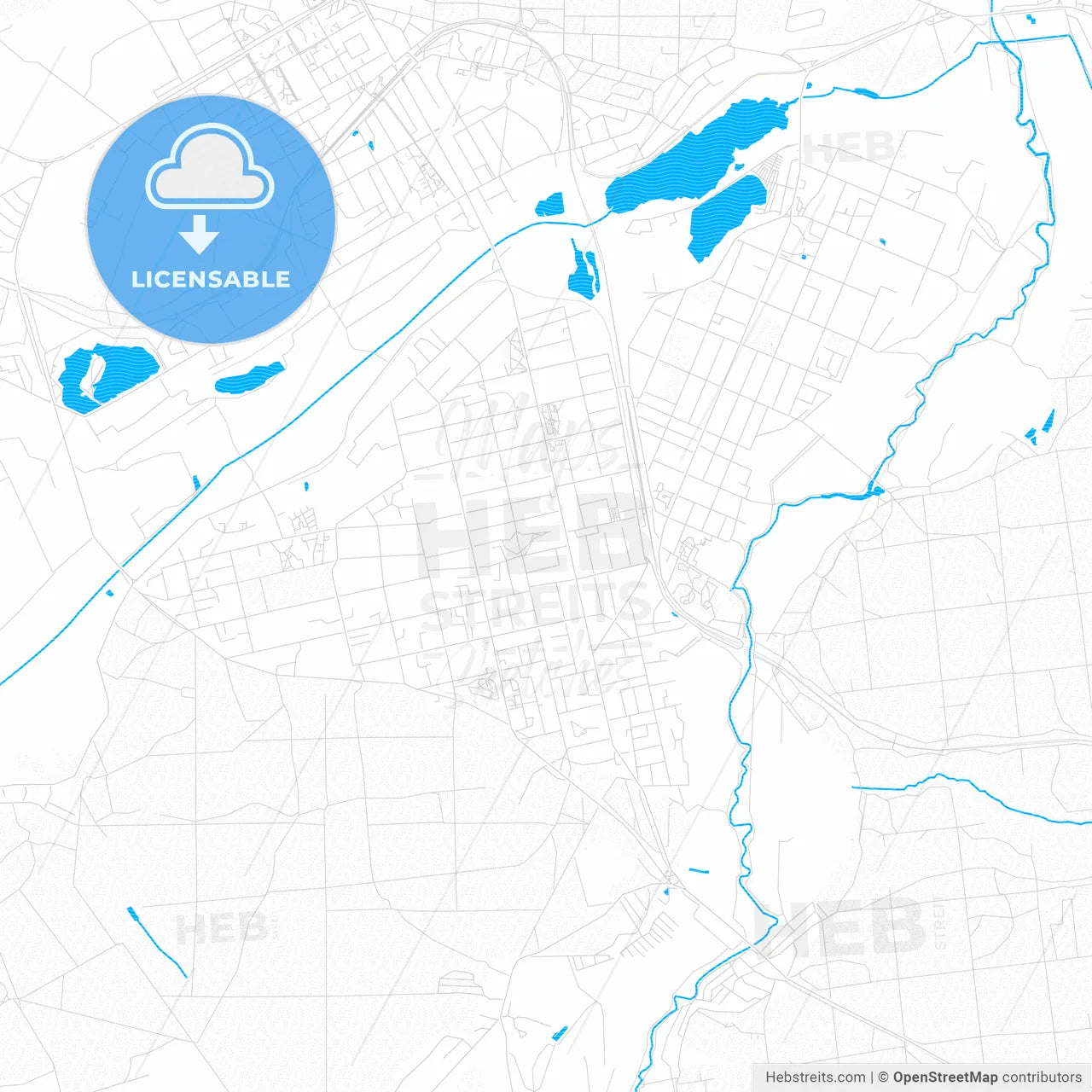 Irpin, Ukraine PDF vector map with water in focus