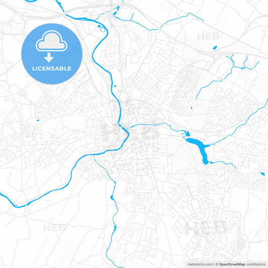 Maidstone, England PDF vector map with water in focus