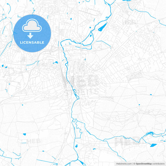 Guildford, England PDF vector map with water in focus