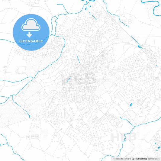 Harrogate, England PDF vector map with water in focus