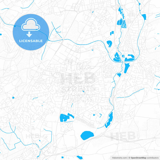 Aldershot, England PDF vector map with water in focus