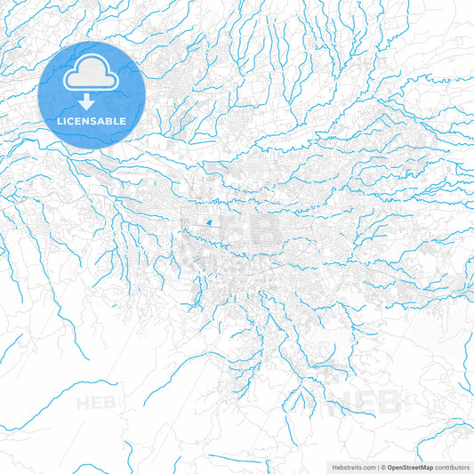 San José, Costa Rica PDF vector map with water in focus
