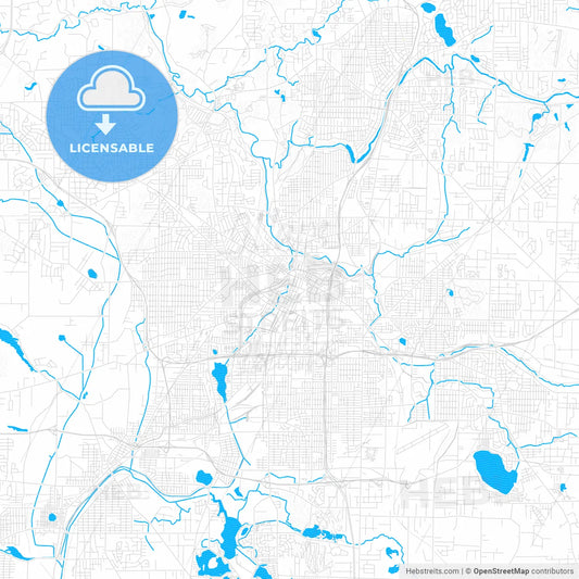 Akron, Ohio, United States, PDF vector map with water in focus